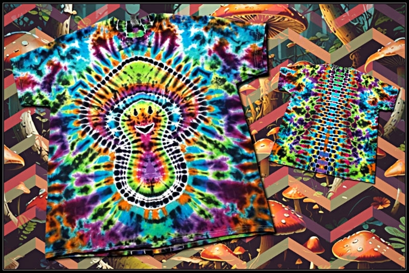 Happy Magic Mushroom with Spinal Design Tie Dye!