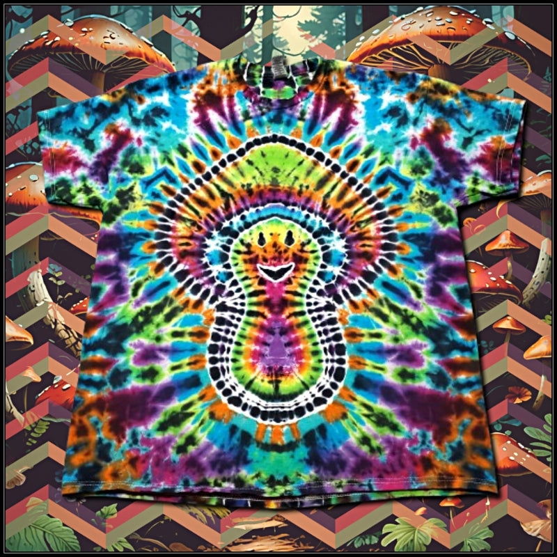 Happy Magic Mushroom with Spinal Design Tie Dye!