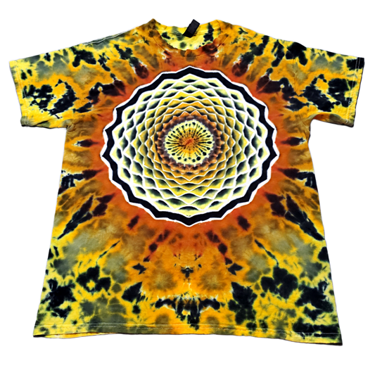 Golden Portal Mandala Tie Dye Shirt (Medium) Dark Contrast