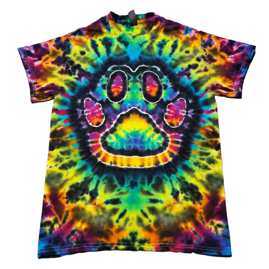 Rainbow Dog Paw Print Tie Dye Shirt